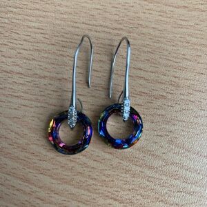 925 Sterling Silver Rainbow Crystal Earrings